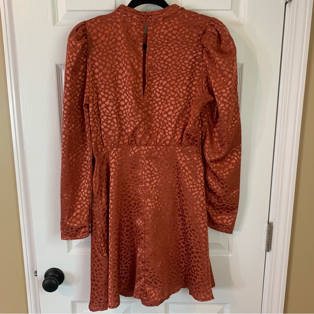 ASOS Jacquard Rust Puff Sleeve Mini Dress, size 6 - Picture 12 of 13